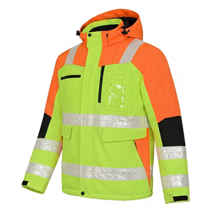 Sweat à capuche de sécurité réfléchissant haute visibilité avec fermeture éclair, en tissu polyester, impression UV, service OEM pour vêtements de travail pour hommes - Product Image 6
