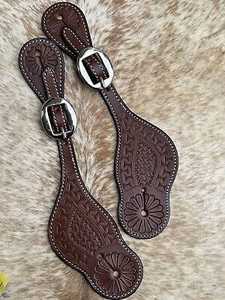 Éperons d'équitation en cuir véritable sur mesure |   Sangles de frein de cheval pour équestre western |   Fait main |   Fabricant OEM - Product Image 2