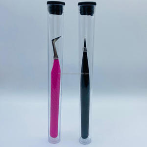 Pince à épiler d'extension de faux cils en acier inoxydable de qualité supérieure pince à épiler à pointe de fibre de marque privée pour cils - Product Image 6