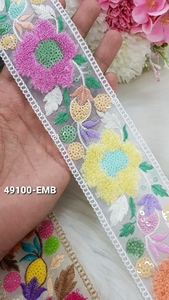 Dentelles brodées de qualité supérieure avec des motifs floraux, garnitures décoratives pour vêtements, artisanat, OEM, vente en gros, exportation - Product Image 5