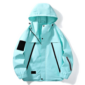 Men's Hooded Waterproof Windbreaker <b>Jacket</b> Solid Color Zipper Closure Casual Outdoor Wear Green Red Blue Light Blue - Product Image 5