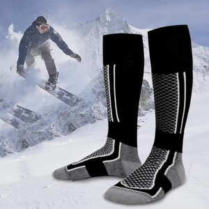 <b>Knee</b> <b>High</b> Running <b>Socks</b> Breathable Knitted Geometric Pattern Black Gray for Adults Summer Sports Wear - Product Image 5