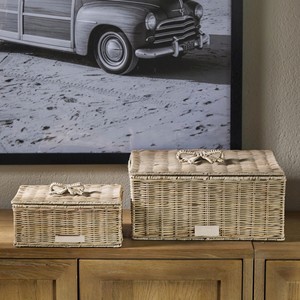 Coffre de rangement fonctionnel en rotin tressé à la main avec couvercle à nœud pour chambre, salon et chambre d'enfant, organisateur fait main - Product Image 3