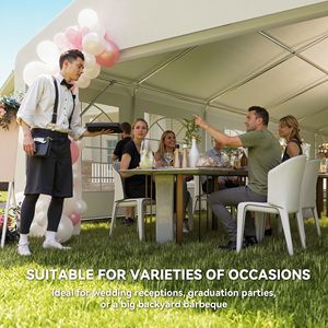 Tendone da Esterno Bianco Grande per Eventi e Feste 23 x 39 Pollici con Pareti Laterali Protettive Rimovibili e Finestre per Matrimoni e Feste - Product Image 4