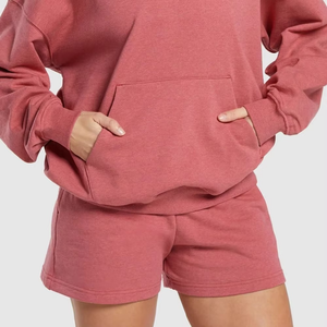 Ensemble de survêtement décontracté pour femme grande taille, ensemble court deux pièces, sweat à capuche oversize, imprimé logo délavé à l'acide - Product Image 3