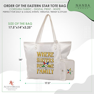 OES Where Sisters Become Family Order Of The Eastern Star Tapestry Bulk Masonic Eastern Star White Tote Bags - Product Image 6