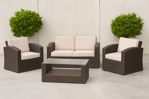 Resort Style Patio Furniture Set Durable <b>Rattan</b> <b>Sofa</b> and Armchairs for Stylish Outdoor Living by the Pool or Garden - Product Image 4