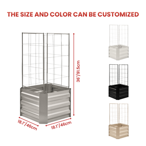 Galvanized Metal Raised Garden Bed with <b>Trellis</b> Garden Beds for Vegetables Large Raised Garden Bed Outdoor for <b>Flowers</b> GB025 - Product Image 2
