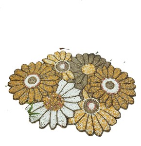 Leaf Shaped Modern Embroidery Seed Beadwork <b>Table</b> <b>Mat</b> For Events Home Festive Dining Coffee Placemat Ethnic Home Decor Accessory - Product Image 2