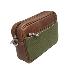 Recycled Organic Weaved Canvas Leather Single Shoulder Messenger <b>Toiletry</b> <b>Bag</b> DOPP Accessory Vintage Factory Bulk Orders Rivet - Product Image 1