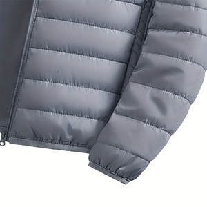 Style Men's Quilted Shiny Puffer Jacket Padded Winter Hood <b>Bubble</b> <b>Coat</b> Walking Plus Size Outerwear With Patch Logo Puffer Jacket - Product Image 3