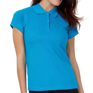 Polo de Manga Corta para Mujer, Color Sólido, de la Mejor Calidad, Largo Regular, Estilo Casual, Tejido de Punto, Azul Claro - Product Image 4