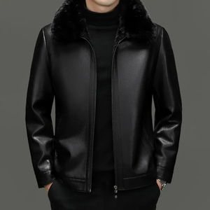 Chaqueta de Cuero Sintético Personalizada para Hombre, Chaqueta con Cierre, Ropa Casual de Calle, Abrigo de Invierno, Fabricante OEM ODM - Product Image 2
