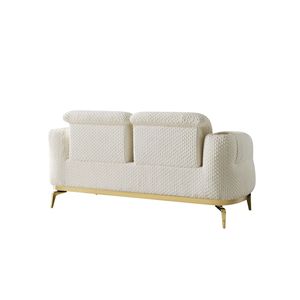 Divanetto Zoe in Stile Moderno, Colore Crema con Dettagli Dorati, Realizzato in Legno, Modello B009P303217, Disponibile nei Magazzini di CA e NJ - Product Image 4