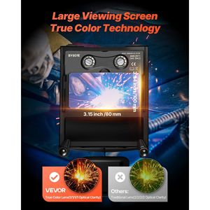 Casco per saldatura auto-oscurante con 4 sensori ad arco, alimentato a energia solare, True Color, maschera per saldatore con visiera larga 3,94 pollici x 3,15 pollici, per saldatura - Product Image 2