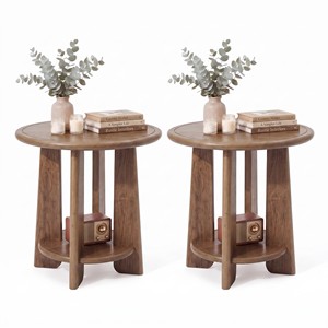 Table d'appoint ronde en bois de Sheesham artisanal |   Piedestal décoratif en noyer |   Vente en gros - Product Image 2