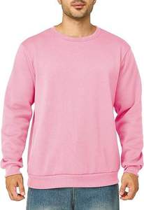 Men's <b>Pink</b> Crew Neck <b>Sweatshirt</b> Regular Fit 100% Cotton French Terry Pullover Casual Autumn Wear - Product Image 3