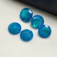 Opale bleue naturelle ronde taille brillant, facettée, pierre précieuse en vrac pour la fabrication de bijoux