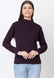 Pull col roulé côtelé pour femme, manches longues, couleur unie, décontracté, pour l'automne, 100 % acrylique, anti-boulochage, en promotion - Product Image 4