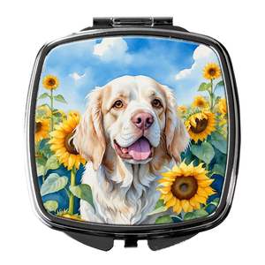 Clumber Spaniel girasoles compacto espejo de maquillaje de viaje espejo decorativo de bolsillo plegable de mano para regalo de mujeres y niñas - Product Image 1