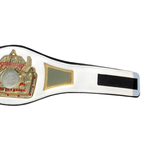 Ceinture de championnat Gold Crown avec accents de pierres rouges et plaques personnalisables – Ceinture de titre sportif haut de gamme – Édition Champion du Monde - Product Image 3