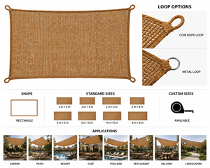 Voile d'ombrage rectangulaire naturelle CocoVista en fibre de coco pour jardin, patio, extérieur, protection solaire, écologique, tapis paysager pour complexe hôtelier - Product Image 2
