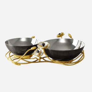 Tazón de frutas redondo con forma de ramas de árbol chapado en oro de lujo, diseño moderno hecho en India, venta de fábrica OEM, mármol esmaltado de Metal compuesto - Product Image 6