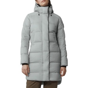 Long Quilted Winter Jacket With Hood Full Sleeves Zipper Closure Solid Color Polyester Shell Thick Warm <b>Coat</b> Contrast Color - Product Image 3