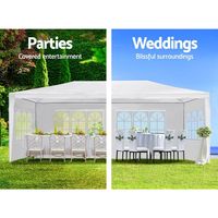 Tente de réception et de mariage extérieure blanche 10x30' avec 5 parois latérales amovibles, modèle Gazebo D0100HAXBVY pour usage intérieur et extérieur