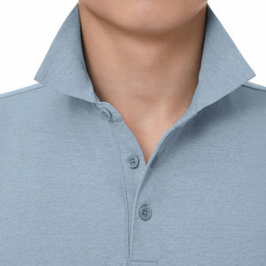Camiseta de Punto de Manga Corta para Hombre, Color Sólido, Estilo Japonés Informal, Cuello Gris Claro, Talla Grande, Transpirable - Product Image 3