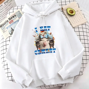 เสื้อฮู้ดพิมพ์ลายมีมแมวตลก "ฉันกินซีเมนต์" สไตล์ญี่ปุ่น เสื้อฮู้ดลำลอง เสื้อสเวตเชิ้ตสำหรับผู้ชายและผู้หญิง เสื้อฮู้ด เสื้อสเวตเชิ้ต - Product Image 6