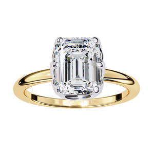 2.00ct Emerald Cut Lab Grown Diamond Engagement <b>Ring</b> 18K Yellow Gold Vermeil Distinctive Gallery <b>Solitaire</b> Wedding <b>Ring</b> Women - Product Image 1