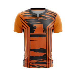 Maillot de football athlétique orange pour homme, léger, respirant, en polyester, personnalisé, col en V, manches courtes, été, haute qualité - Product Image 1