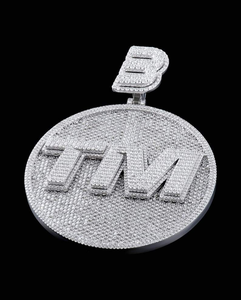 Moissanite Round T M <b>Initial</b> Pendant <b>Necklace</b> Iced Out Hip Hop Luxury Statement Jewellery for Men - Product Image 1