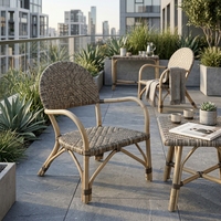 Chaise de salle à manger d'extérieur moderne en rotin naturel tressé, écologique, pour parc, chambre, décoration, art pur