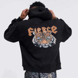Men's <b>Black</b> Hooded Sweatshirt Regular Fit Solid Front Logo Casual Style Autumn Wear <b>Fleece</b> 100% Cotton Pocket - Product Image 1