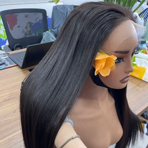 Perruque de qualité supérieure en cheveux humains, lisses naturels, vietnamiens, avec dentelle suisse HD, couleur naturelle, prix d'usine - Product Image 4
