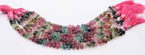 Perles de tourmaline naturelle multicolores facettées en forme de larme 4x6 MM, perles goutte de pierres précieuses multicolores, brin de 8 pouces, perles de tourmaline multicolores - Product Image 5