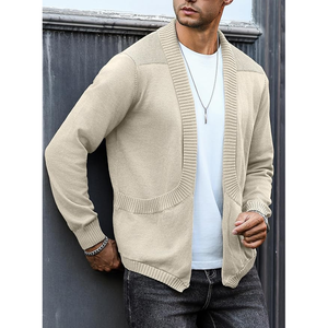 Custom Men's 100% Cotton Knitted <b>Cardigan</b> <b>Sweater</b> Light V Neck Casual Summer <b>Cardigan</b> Outerwear - Product Image 5