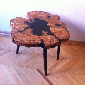 Natural Burl Wood Live Edge <b>Coffee</b> <b>Table</b> – Handmade Organic Rustic Wood Slab <b>Table</b> Irregular Shape Handmade Natural Burl Design - Product Image 2