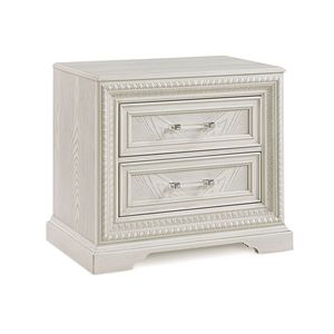 Bellissimo stile di transizione 1 pz comodino a 2 cassetti bianco finitura crema in legno casa camera da letto mobili - Product Image 2