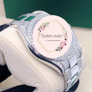 Montre pour homme en acier inoxydable, entièrement sertie de diamants Moissanite, chiffres arc-en-ciel, style Hip Hop Rapper, bijou de fête, montre-bracelet pour lui - Product Image 2