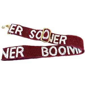 Boomer Sooner <b>Adjustable</b> Seed Bead Bag <b>Straps</b> Fashion Accessories with Custom Shape and Design Beaded Purse <b>Strap</b> - Product Image 1