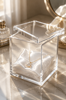 Boîte de présentation de bijoux en acrylique personnalisée avec éclairage LED, forme et épaisseur personnalisables, écologique, pour des cadeaux élégants et transparents