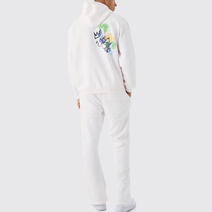 Custom Wholesale Hooded Men's Oversized Cotton Tracksuit High Density Print Custom Graphic Acid Wash Jogger Set Comfortable - Product Image 4