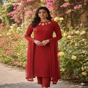 Conjunto de Kurti-Pantalón y Dupatta de Georgette Sintética de la Mejor Calidad con Bordado, Tendencia para Fiestas, Proveedor Étnico de Surat - Product Image 1