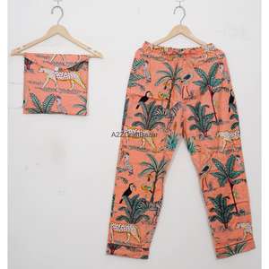 Conjunto de pijama floral transpirable de secado rápido para mujer, Top de manga larga, pantalones largos con cintura elástica, otoño/invierno/primavera, 2 piezas - Product Image 3