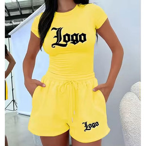 Nuevo Conjunto de Verano para Mujer, Estilo Informal, Ligero, 100% Algodón, Camiseta de Manga Corta y Pantalones Cortos con Cordón - Product Image 5