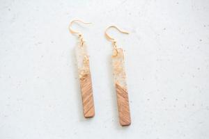 Handmade Natural <b>Resin</b> & Wood Drop Earrings for Women Lightweight Boho Dangle Natural Pearl Party Jewelry Gift - Product Image 6