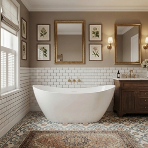 Salvere FW-8821-60 Modern Durable Eco-Friendly Acrylic Oval Freestanding Soaking Bathtub with 2-Year Warranty for <b>Bathroom</b> - Product Image 1